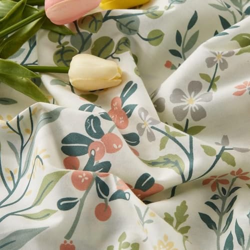 Vintage Botanical Floral Comforter Set Full Size Aesthetic Cute Flowers Comforter Fluffy Soft Boho Garden Floral Bedding Comforter with 2 Pillowcases Girls Cottagecore Comforter Set for All Seasons