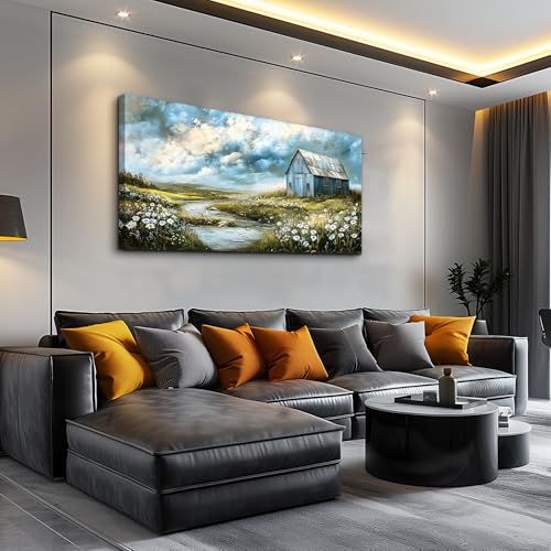 Wall Art For Living Room Gray Canvas Wall Decor For Bedroom Field Scenery Flower Watercolour Painting Restaurant Office Decorations Wall Pictures Printing Artwork Home Decor 20x40 In