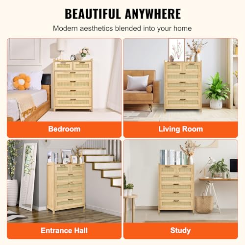 5 Drawer Rattan Dresser
