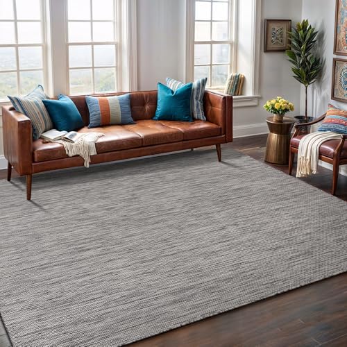 Washable Indoor Outdoor Rug 10x14 Weather Resistant Area Rugs Modern Solid for Porch Deck Balcony Backyard Patio Outside Carpet