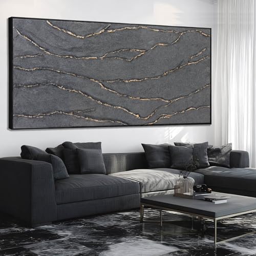 Contemporary Hand Painted Wall Art Line Wall Decor Abstract Canvas Painting 32"x70" Large Canvas Artwork for Living Room Kitchen Bedroom