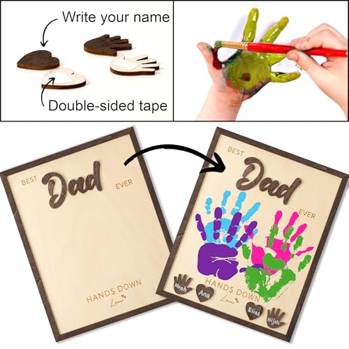 Best Dad Ever Gifts Hands Down Sign Wooden Handprint Frame DIY