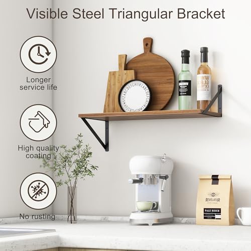 Deep Walnut Floating Shelves for Wall (2 Count)