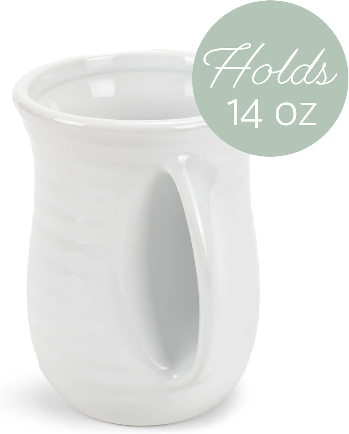 Elanze Designs Ribbed 14 ounce Ceramic Stoneware Handwarmer Mug, White