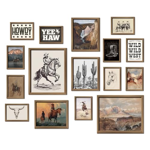 16 PCS Framed Western Wall Art Decor (16 Count)