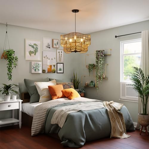 19.68" Large Rattan Chandelier