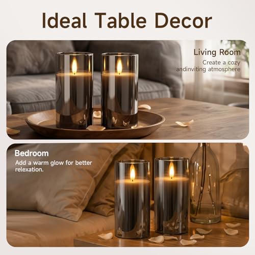 Grey Glass Flameless Candles