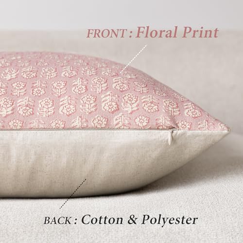 Decorative Floral Print Throw Pillow Covers 22×22 Light Pink (2 Count)