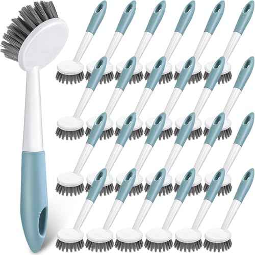 48 Pack Long Handle Dish Scrub Brush Stiff Bristles (48 Count)
