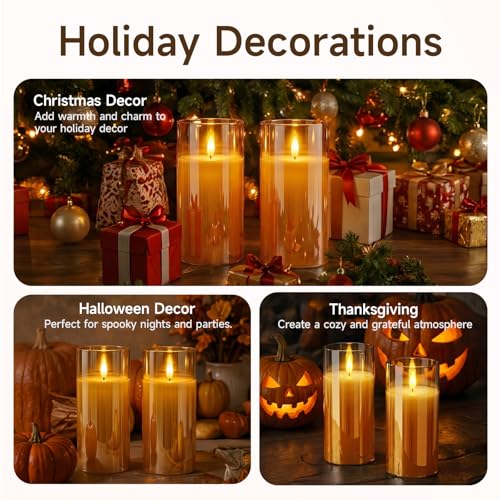 Amber Glass Flameless Candles (2 Count)
