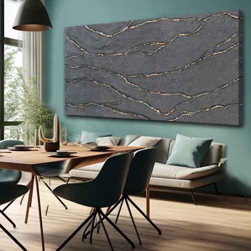 Canvas Wall Art Hand Painted Large Gold and Grey Abstract Painting Textured Wall Decor 29"x58" Home Artwork Decoration for Living Room Office Bedroom Dining Room