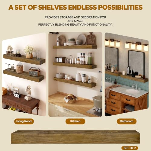 Floating Shelves 3 inch Thick for Wall Set of 2 (2 Count)