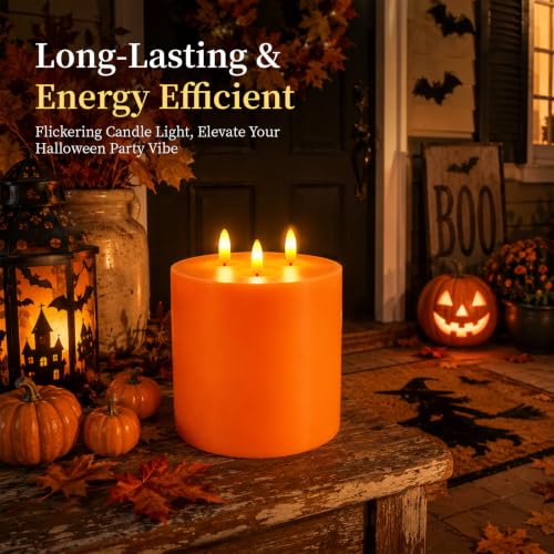 3 Wick Extra Large Flameless Pillar Candle with Timer Remote
