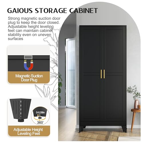 71" Tall Metal Storage Cabinet with 2 Doors and 4 Adjustable Shelves