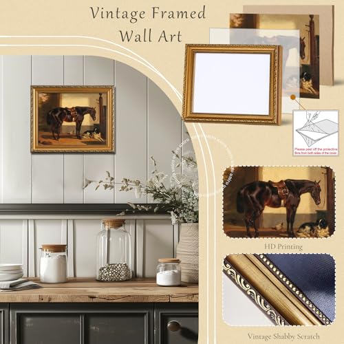 Vintage Gold Framed Wall Art for Home Decor