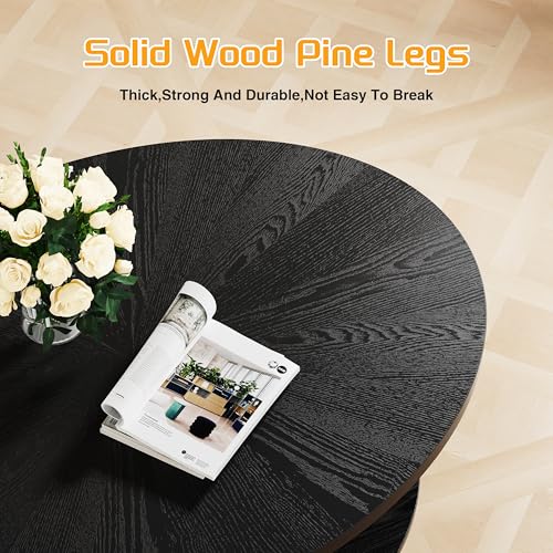 Solid Wood Oval Coffee Table for Living Room