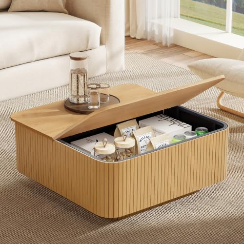 31.5" Square Coffee Table with Storage