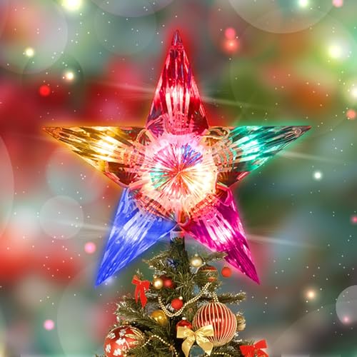 Christmas Tree Topper Star with 10 Multicolor Lights Star Topper for Christmas Tree Decorations