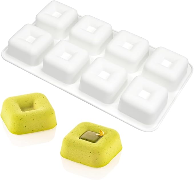 mostsom Silicone Molds Mousse Mold Square Silicone Candy Molds For Chocolate Truffle Mousse Cake Dessert Mold DIY Baking Mold Baking Tool 8-Cavity Butter Mould (H_ Small Square)