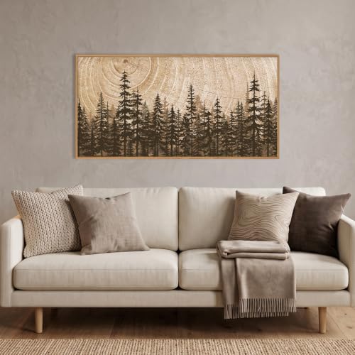 Rustic Pine Tree Forest Framed Canvas Wall Art Set