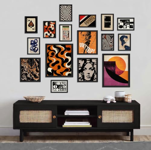 16 PCS Framed Retro 70s Wall Art Decor (16 Count)