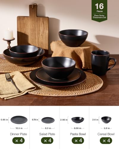 Venus Stoneware Dinnerware Sets with Pasta Bowls (16 Count)