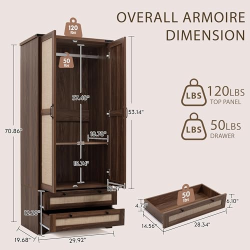 Wooden Armoire Wardrobe Closet with Drawers