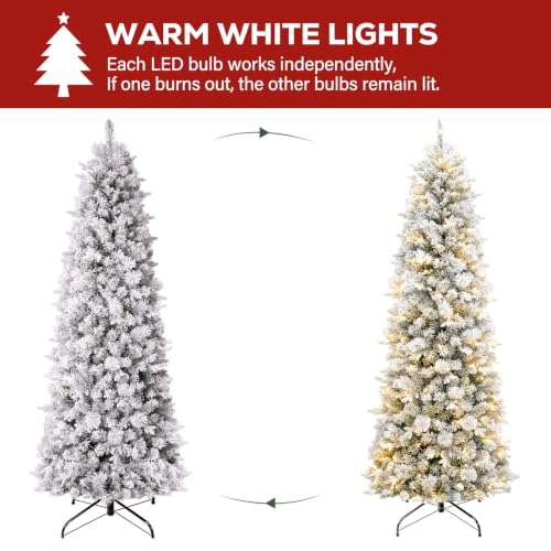 7.5 ft Prelit Pencil Christmas Tree with 200 Warm White LEDs
