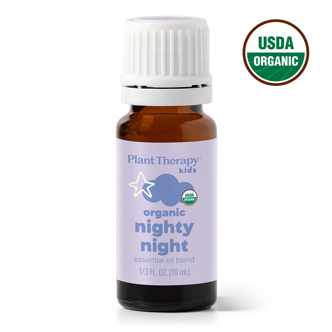 Plant Therapy KidSafe Organic Nighty Night Essential Oil Blend for Sleep 10 mL (1/3 oz) 100% Pure, Undiluted, Therapeutic Grade