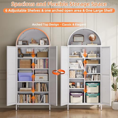 72.8 in Metal Arched Pantry Cabinet