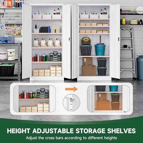 Metal Garage Storage Cabinets with Lock Door and Adjustable Shelves