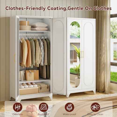 71" Tall Armoire Wardrobe Closet with Mirror
