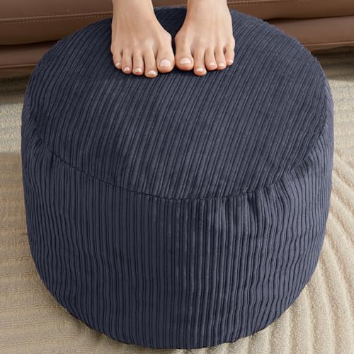Navy Blue Stuffed Pouf Ottoman Foot Rest