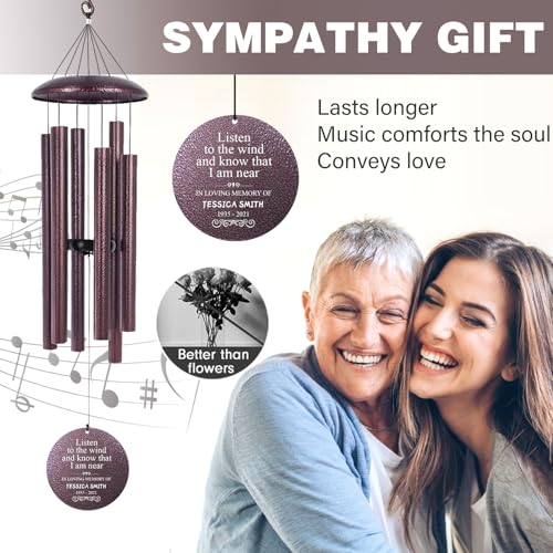 36" Large Deep Tone Personalized Sympathy Wind Chimes