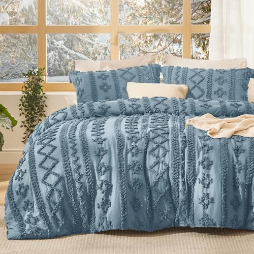 Tufted Boho Comforter Set Queen Size