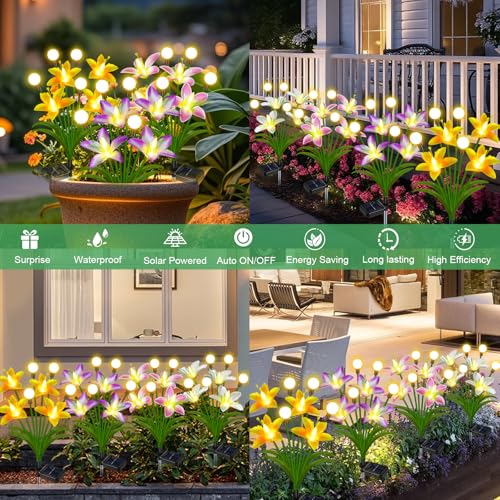 4 Pack Lily Flower Solar Garden Lights (2 Count)