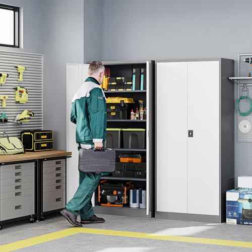Metal Garage Storage Cabinets with Lock Door and Adjustable Shelves