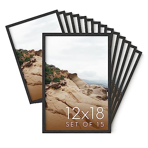 12x18 Black Oak Wood Picture Frames Set of 15