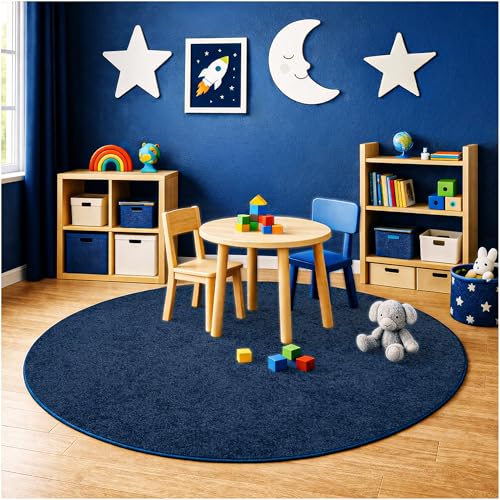 Soft & Colorful 7' Round Kids Classroom Area Rug