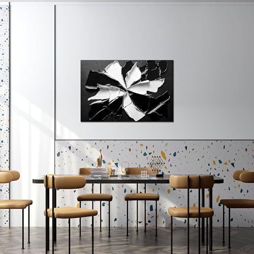 Abstract Wall Art Decor Modern Wall Art Pictures for Living Room Minimalist Black and White Wall Art Prints Abstract Canvas Art Wall Decor Flowers Artwork for Walls Home Office Decorations 24" X 36"