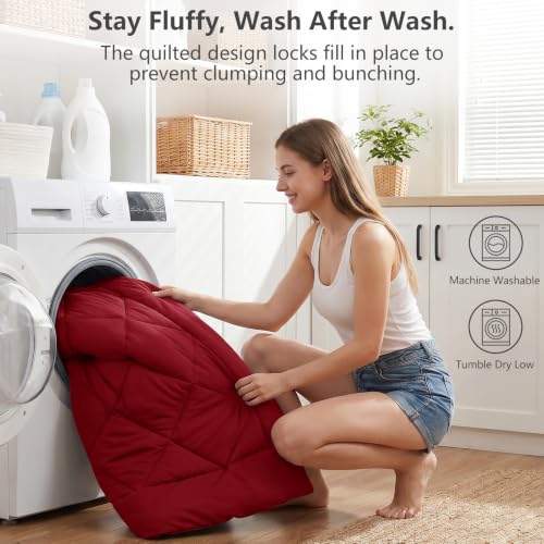 Queen Comforter Set with Sheets Dark Red