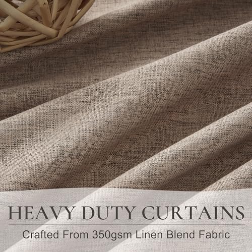 Dark Flax 60 Inch Extra Wide Pinch Pleated Blackout Bedroom Curtains 96 Inches Long (2 Count)