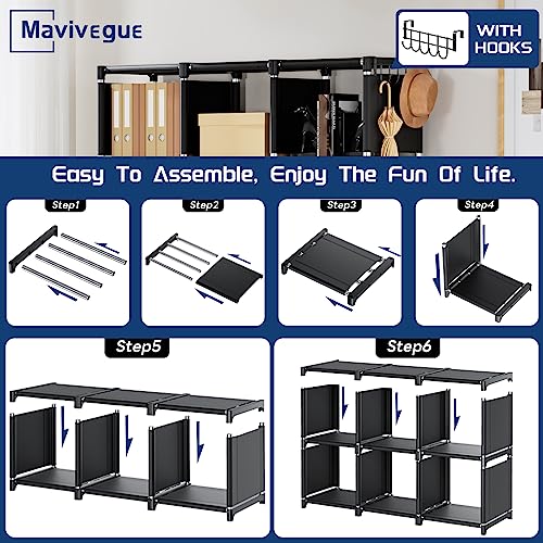 Bookcase, 18-Cube Extra Large Book Shelf, DIY Cube Storage Organizer for Bedroom, Living Room, Home Office - Black