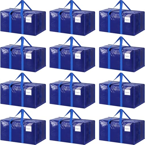 12 Pack Extra Heavy Duty Large Moving Bags with Strong Zipper (12 Count)