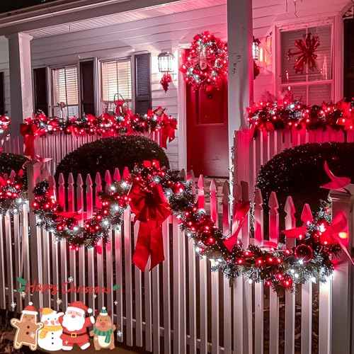 163ft 500 LED Red and White Christmas Lights Plug in with 8 Modes (163 Foot)