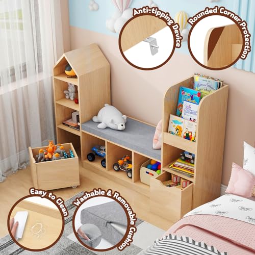Toy Storage Organizer for Kids Bookshelf with Reading Nook