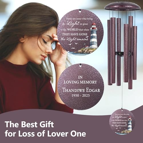30/36/45inch Personalized Memorial Wind Chimes for Loss of Loved One, Memorial Gifts for Loss of Mother/Father, Sympathy Gifts for Funeral Condolence Bereavement Grief