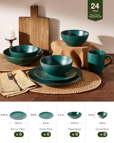 Venus Stoneware Dinnerware Sets with Pasta Bowls (24 Count)