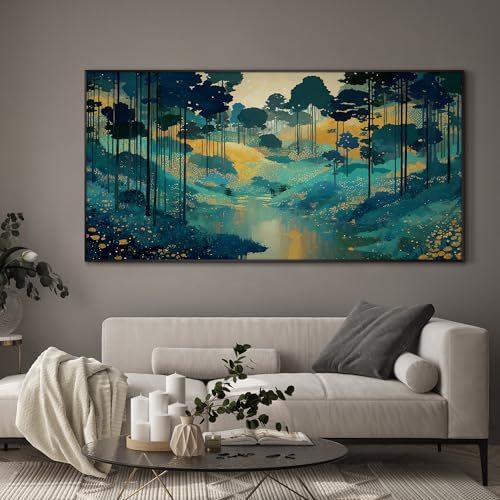 24"x46" Extra Large Framed Wall Art Whimsical Fantasy Forest