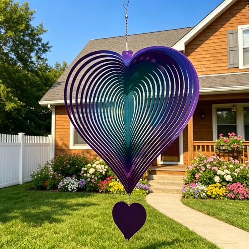 15in Large Heart Wind Spinner Garden Decor